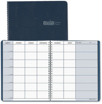 House of Doolittle™ 100% Recycled Teacher's Planner Weekly, 7 Classes, Blue Cover, 11 x 8.5 Sheets, 45-Week Span