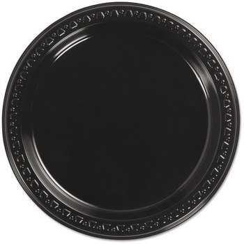 Chinet® Heavyweight Plastic Dinnerware, 7" Diameter, Black, 125/Pack, 8 Packs/CT