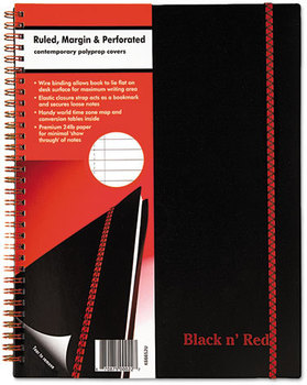 Black n' Red™ Twin Wire Poly Cover Notebook, Legal Rule, 11 x 8 1/2, 70 Sheets