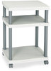 A Picture of product SAF-1860GR Safco® Wave Design Printer Stand Deskside Plastic, 3 Shelves, 20" x 17.5" 29.25", White/Charcoal Gray
