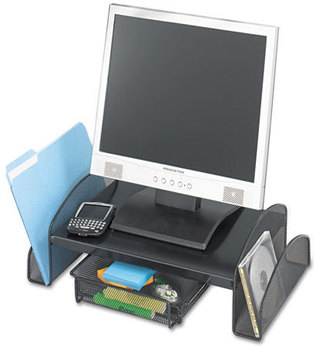 Safco® Onyx™ Mesh Monitor Stand 19.25" x 11.25" 6.25", Black
