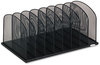 A Picture of product SAF-3253BL Safco® Onyx™ Mesh Desk Organizer with Upright Sections 8 Letter to Legal Size Files, 19.5" x 11.5" 8.25", Black