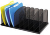 A Picture of product SAF-3253BL Safco® Onyx™ Mesh Desk Organizer with Upright Sections 8 Letter to Legal Size Files, 19.5" x 11.5" 8.25", Black