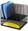 A Picture of product SAF-3255BL Safco® Onyx™ Mesh Desk Organizer with Two Horizontal/Six Upright Sections Horizontal and Six Letter Size Files, 13.25" x 11.5" 13", Black