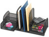 A Picture of product SAF-3263BL Safco® Onyx™ Mesh Desk Organizer with Three Vertical Sections/Two Baskets Steel 17 x 6.75 7.75, Black