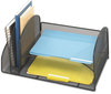 A Picture of product SAF-3264BL Safco® Onyx™ Mesh Desk Organizer with Two Vertical/Two Horizontal Sections Steel 17 x 10.75 7.75, Black