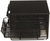 A Picture of product SAF-3275BL Safco® Onyx™ Three Drawer Hospitality Organizer 3 7 Compartments, 11.5 x 8.25 Black
