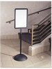 A Picture of product SAF-4117BL Safco® WriteWay™ Double-Sided Dry Erase Standing Message Sign Magnetic Rectangle, 65" Tall Black Stand, 14.25 x 22.25 White Face
