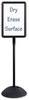 A Picture of product SAF-4117BL Safco® WriteWay™ Double-Sided Dry Erase Standing Message Sign Magnetic Rectangle, 65" Tall Black Stand, 14.25 x 22.25 White Face