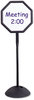 A Picture of product SAF-4117BL Safco® WriteWay™ Double-Sided Dry Erase Standing Message Sign Magnetic Rectangle, 65" Tall Black Stand, 14.25 x 22.25 White Face