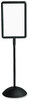 A Picture of product SAF-4117BL Safco® WriteWay™ Double-Sided Dry Erase Standing Message Sign Magnetic Rectangle, 65" Tall Black Stand, 14.25 x 22.25 White Face