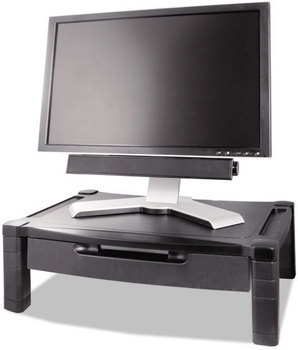 Kantek Wide Deluxe Monitor Stand,  Height-Adjustable, 20 x 13 1/4, Black
