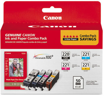 Canon® 2945B011 Inks & Paper Pack,  Black/Cyan/Magenta/Yellow