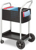 A Picture of product SAF-5238BL Safco® Scoot™ Mail Cart Dual-Purpose and Filing Metal, 1 Shelf, 2 Bins, 22" x 27" 40.5", Black/Silver