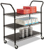 A Picture of product SAF-5337BL Safco® Wire Utility Cart Metal, 2 Shelves, 400 lb Capacity, 43.75" x 19.25" 40.5", Black