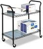 A Picture of product SAF-5337BL Safco® Wire Utility Cart Metal, 2 Shelves, 400 lb Capacity, 43.75" x 19.25" 40.5", Black