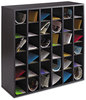 A Picture of product SAF-7765BL Safco® Wood Mail Sorters,  Stackable, 18 Compartments, Black