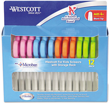 Westcott® Kids' Scissors with Antimicrobial Protection,  5" Blunt, 12/Pack