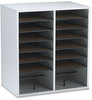 A Picture of product SAF-9422GR Safco® Adjustable Compartment Wood Literature Organizers,  16 Sections, 19 1/2 x 11 3/4 x 21, Gray Wood
