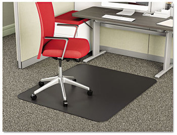 deflecto® SuperMat Frequent Use Chair Mat for Medium Pile Carpeting, Medium Pile Carpet, Beveled, 45 x 53, Black