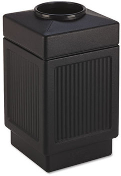 Safco® Canmeleon™ Recessed Panel Receptacles,  Square, Polyethylene, 38gal, Textured Black