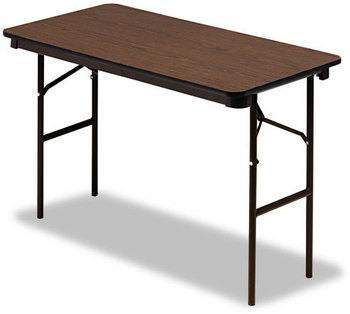 Iceberg Economy Wood Laminate Folding Table,  Rectangular, 48w x 24d x 29h, Walnut