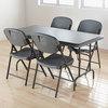 A Picture of product ICE-64007 Iceberg Rough 'N Ready Folding Chair,  Steel Frame, Charcoal