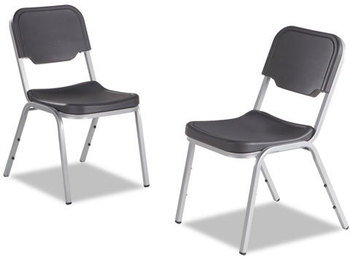 Iceberg Rough 'N Ready Original Stack Chair,  Black/Silver, 4/Carton