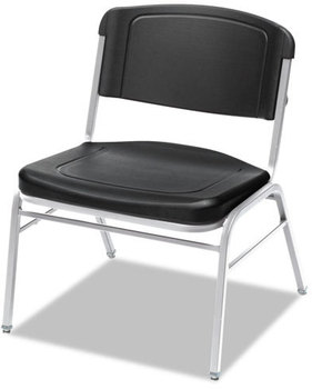 Iceberg Rough 'N Ready Big & Tall Stack Chair,  Black/Silver, 4/Carton