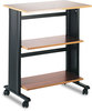 A Picture of product SAF-1881CY Safco® Muv™ Three Level Machine Cart/Printer Stand Engineered Wood, 3 Shelves, 29.5" x 20" 35", Cherry/Black