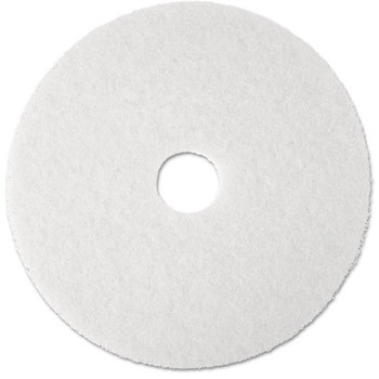 3M™ White Super Polish Floor Pads 4100 Low-Speed Polishing 17" Diameter, 5/Carton