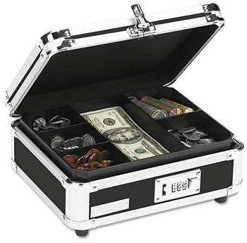 Vaultz® Locking Cash Box, Black & Chrome