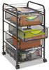 A Picture of product SAF-5214BL Safco® Onyx™ Mesh Mobile File with Four Supply Drawers Metal, 1 Shelf, 4 15.75" x 17" 27", Black