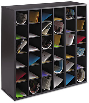 Safco® Wood Mail Sorters, Stackable, 36 Compartments, Black