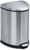 A Picture of product SAF-9685SS Safco® Step-On Receptacle,  Triangular, Stainless Steel, 4gal, Chrome/Black