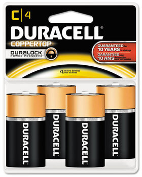 Duracell® CopperTop® Alkaline Batteries with Duralock Power Preserve™ Technology, C, 4/Pk