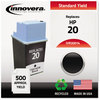 A Picture of product IVR-20014 Innovera® 20014 Inkjet Cartridge Remanufactured Black Ink, Replacement for 20 (C6614DN), 500 Page-Yield