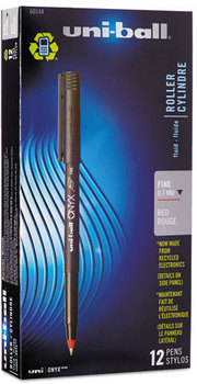 uni-ball® ONYX® Stick Roller Ball Pen,  Red Ink, Fine, Dozen