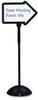 A Picture of product SAF-4173BL Safco® WriteWay™ Double-Sided Dry Erase Standing Message Sign Magnetic Arrow, 64.25" Tall Black Stand, 25.5 x 17.75 White Face