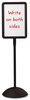 A Picture of product SAF-4173BL Safco® WriteWay™ Double-Sided Dry Erase Standing Message Sign Magnetic Arrow, 64.25" Tall Black Stand, 25.5 x 17.75 White Face