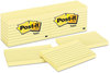 A Picture of product MMM-635YW Post-it® Notes Original Pads in Canary Yellow Note Ruled, 3" x 5", 100 Sheets/Pad, 12 Pads/Pack