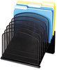 A Picture of product SAF-3258BL Safco® Onyx™ Mesh Desk Organizer with Tiered Sections 8 Letter to Legal Size Files, 11.75" x 10.75" 14", Black