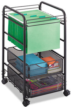 Safco® Onyx™ Mesh Open Mobile File with Drawers Metal, 2 1 Bin, 15.75" x 17" 27", Black