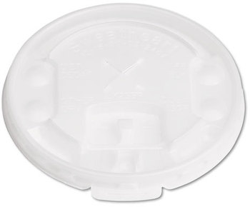 SOLO® Cup Company Lift Back & Lock Tab Cup Lids For Trophy® Insulated Thin-Wall Foam Hot/Cold Cups, 12oz Cups, Slot, Translucent, 100/Pack, 20 Packs/Carton