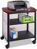 A Picture of product SAF-1857BL Safco® Impromptu® Machine Stand Deskside Metal, 3 Shelves, 100 lb Capacity, 26.25" x 21" 26.5", Cherry/White/Black