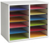 A Picture of product SAF-9420GR Safco® Wood Adjustable Organizer,  12 Sections, 19 5/8 x 11 7/8 x 16 1/8, Gray