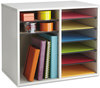 A Picture of product SAF-9420GR Safco® Wood Adjustable Organizer,  12 Sections, 19 5/8 x 11 7/8 x 16 1/8, Gray