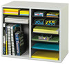 A Picture of product SAF-9420GR Safco® Wood Adjustable Organizer,  12 Sections, 19 5/8 x 11 7/8 x 16 1/8, Gray