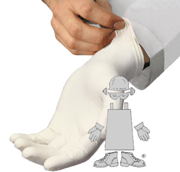 Gloves.  Latex.  X-Large Size.  5 Mil Thick, Rolled Cuff.  Powder-Free.  Non-Medical.  FFDCA Approved for Food Contact.  100 Gloves/Box, 10 Boxes/Master Case