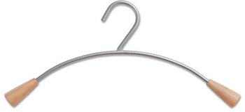 Alba™ Metal and Wood Coat Hangers 16.8", Metallic Gray/Mahogany, 6/Set